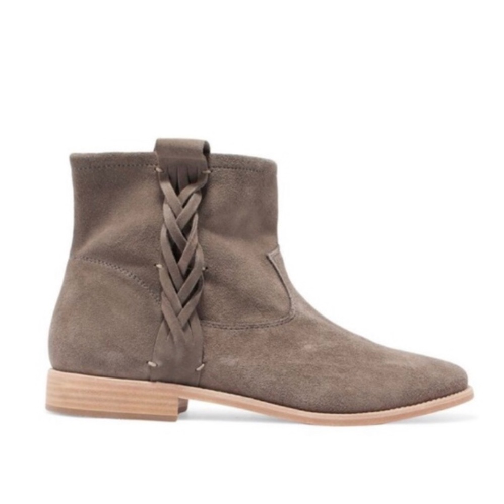 SOLUDOS  Gray Braided Suede Ankle Boots Suede